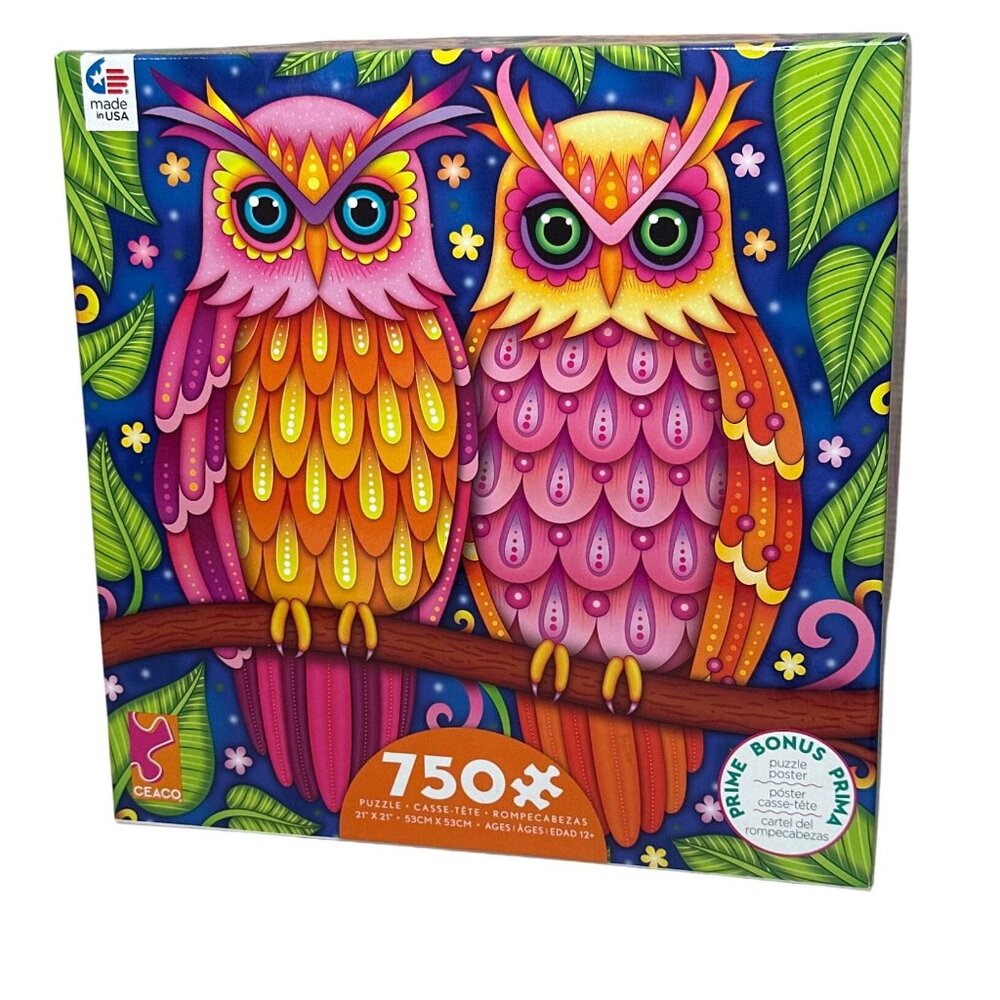 750 Piece Ceaco Puzzle Owls Recycled Material Made In USA Series 2 Colorful Jigs